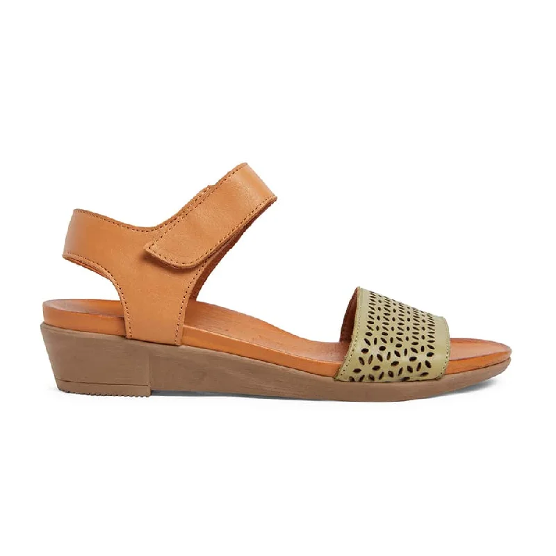 Accord Sandal in Khaki And Cognac Leather