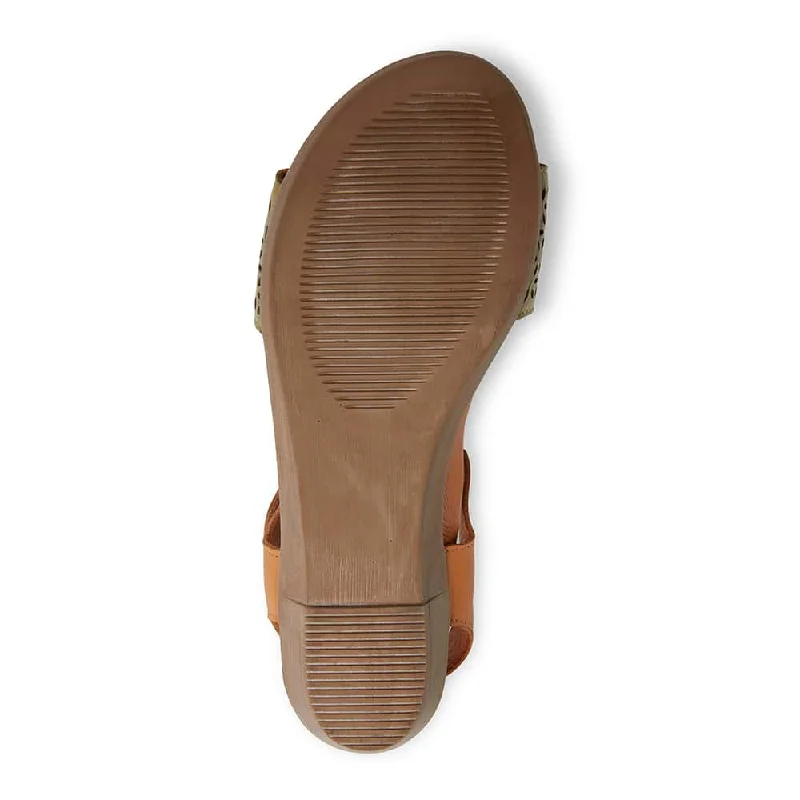 Accord Sandal in Khaki And Cognac Leather