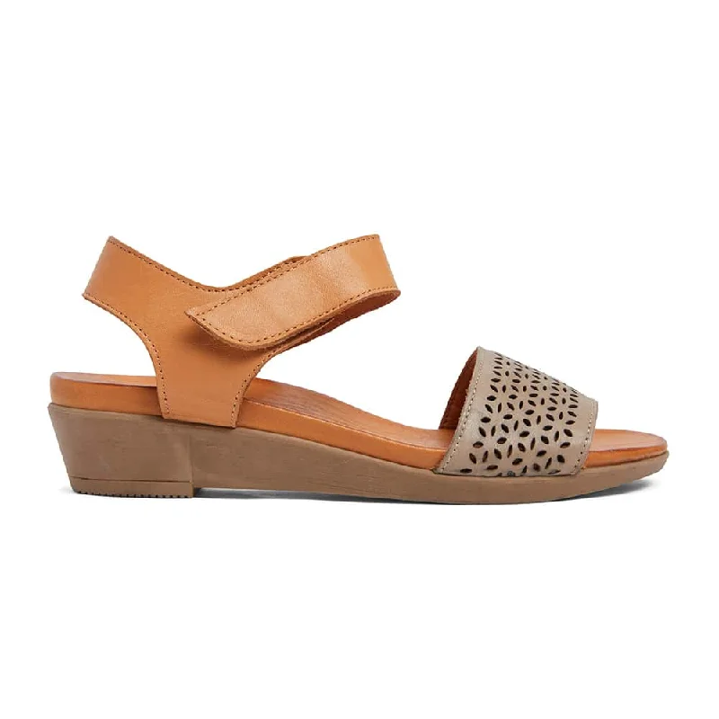 Accord Sandal in Taupe And Cognac Leather