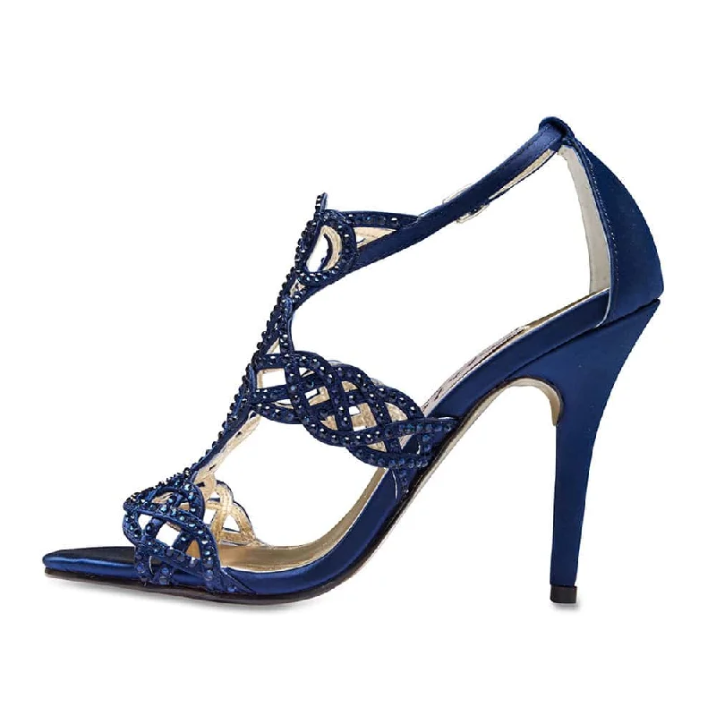 Armani Heel in Bright Navy Satin