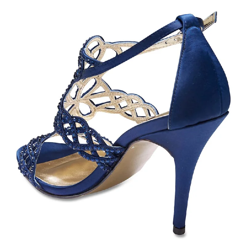 Armani Heel in Bright Navy Satin