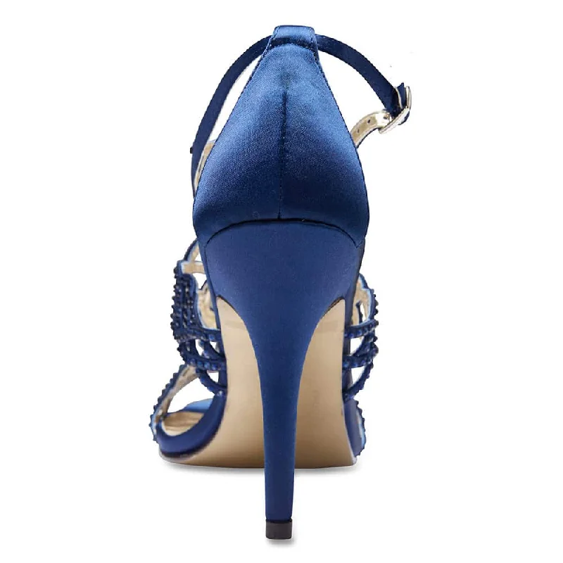 Armani Heel in Bright Navy Satin