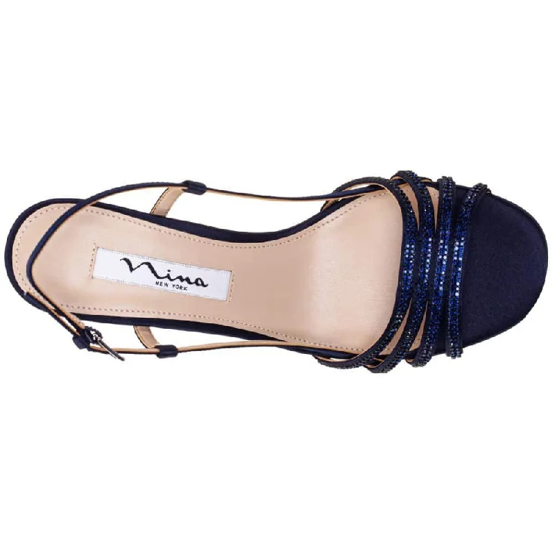 Avaley Heel in Navy Satin