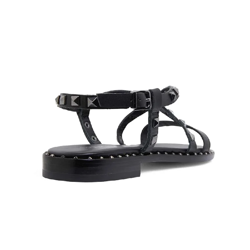 Berry Sandal in Black On Black Leather