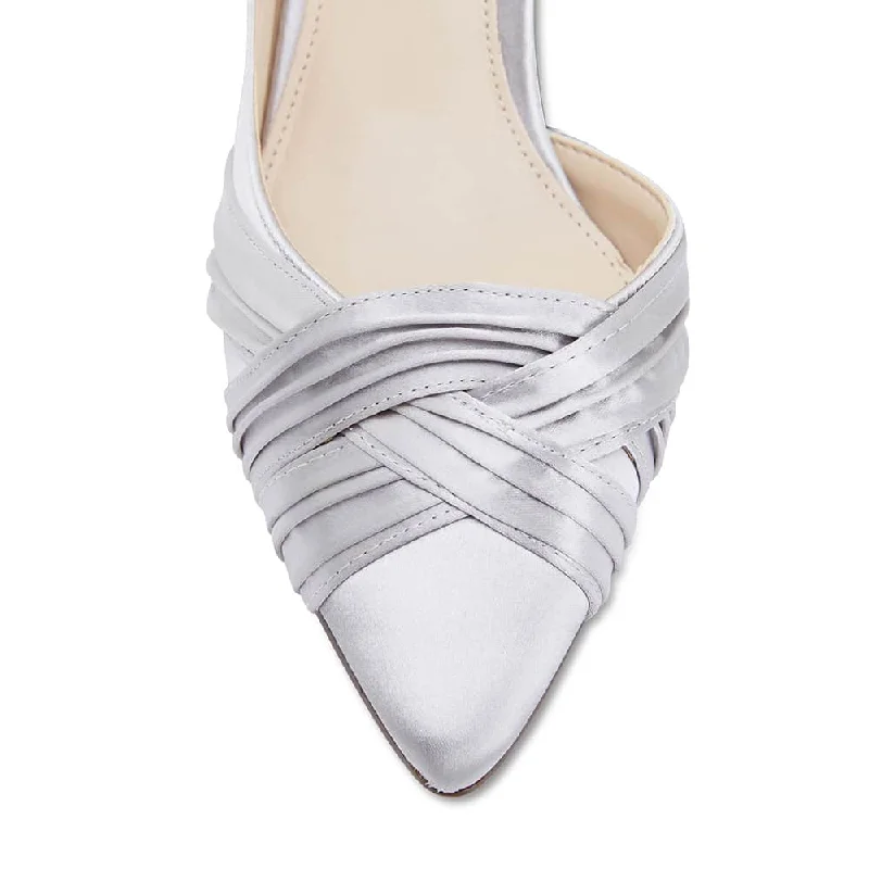 Blakely Heel in Silver Satin