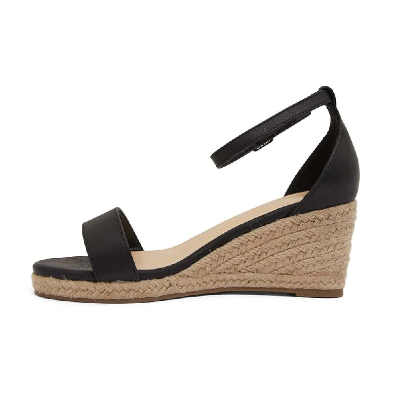 Bloom Espadrille in Black Smooth