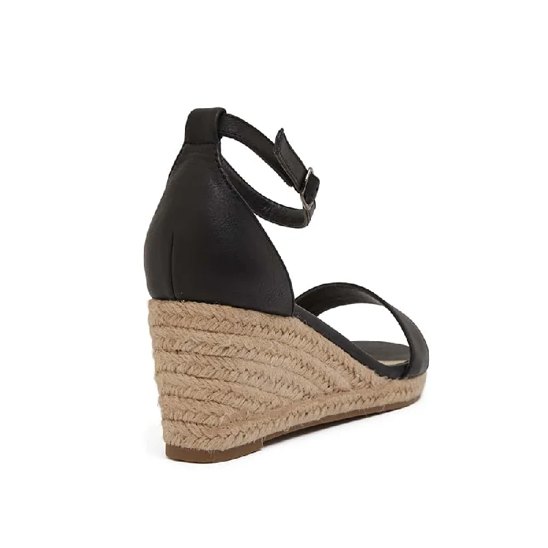 Bloom Espadrille in Black Smooth