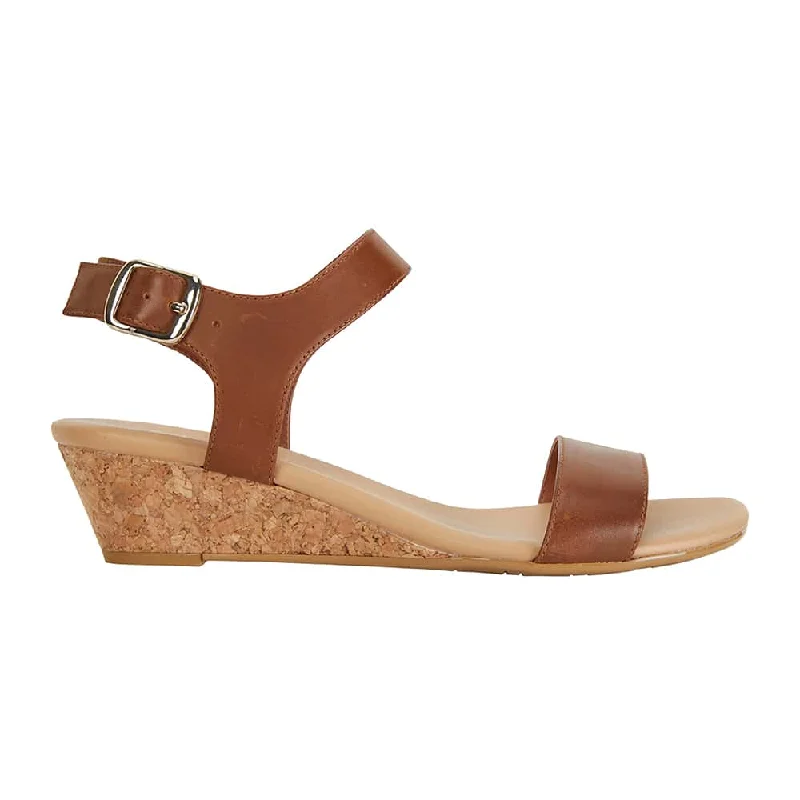 Cable Heel in Cognac Leather