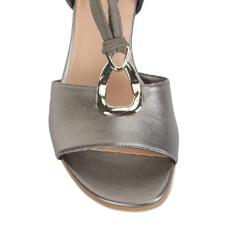 Carey Heel in Pewter Leather