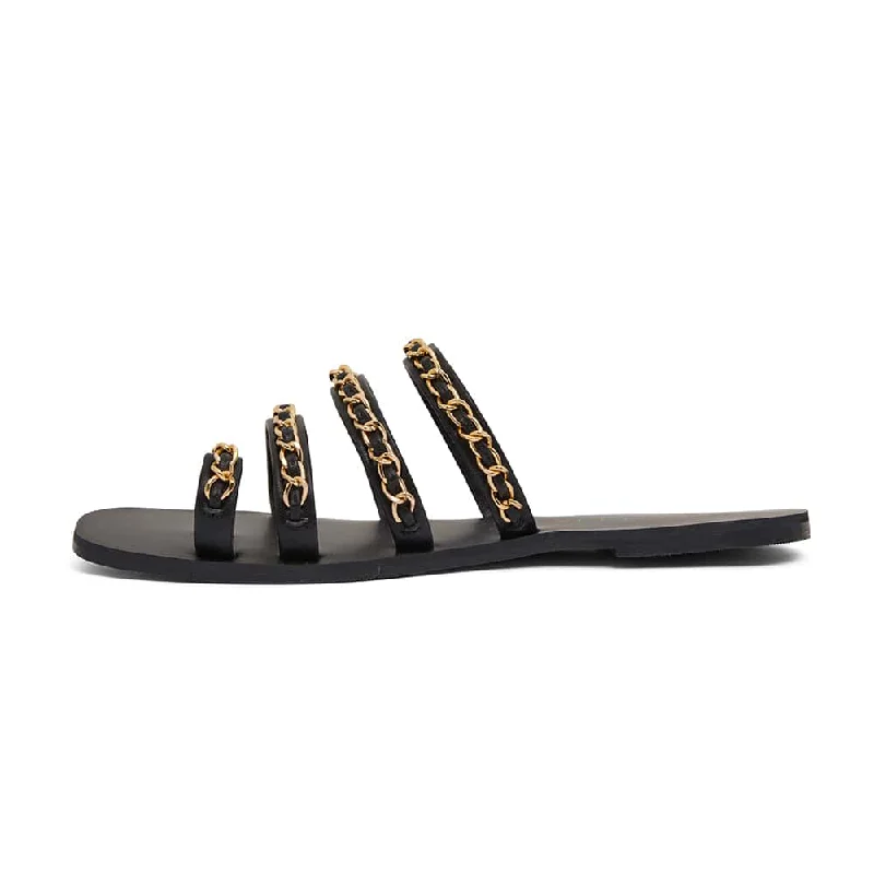 Catalina Slide in Black Fabric