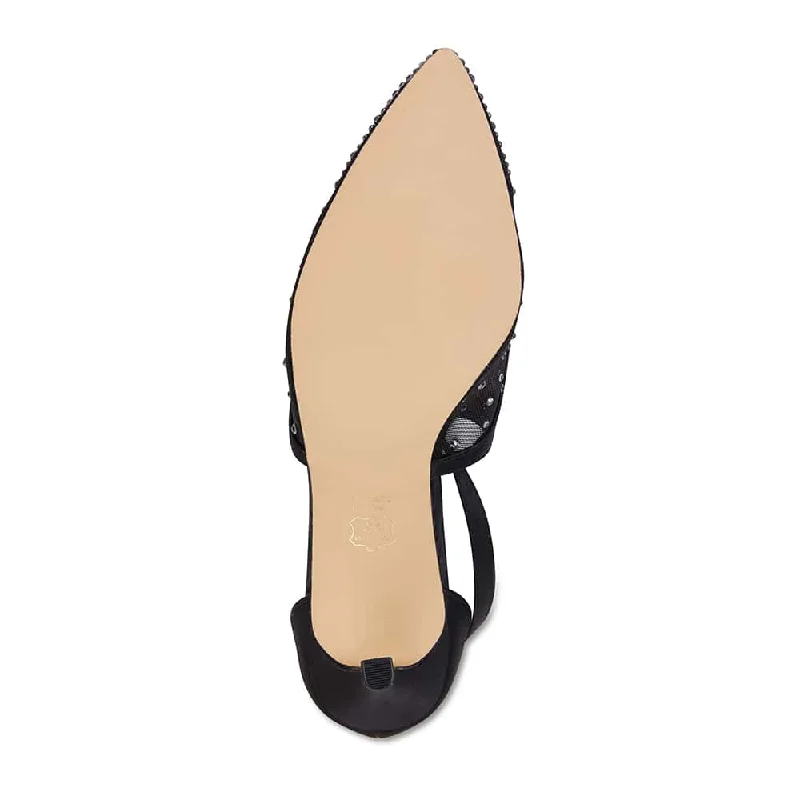 Conetta Heel in Black Satin