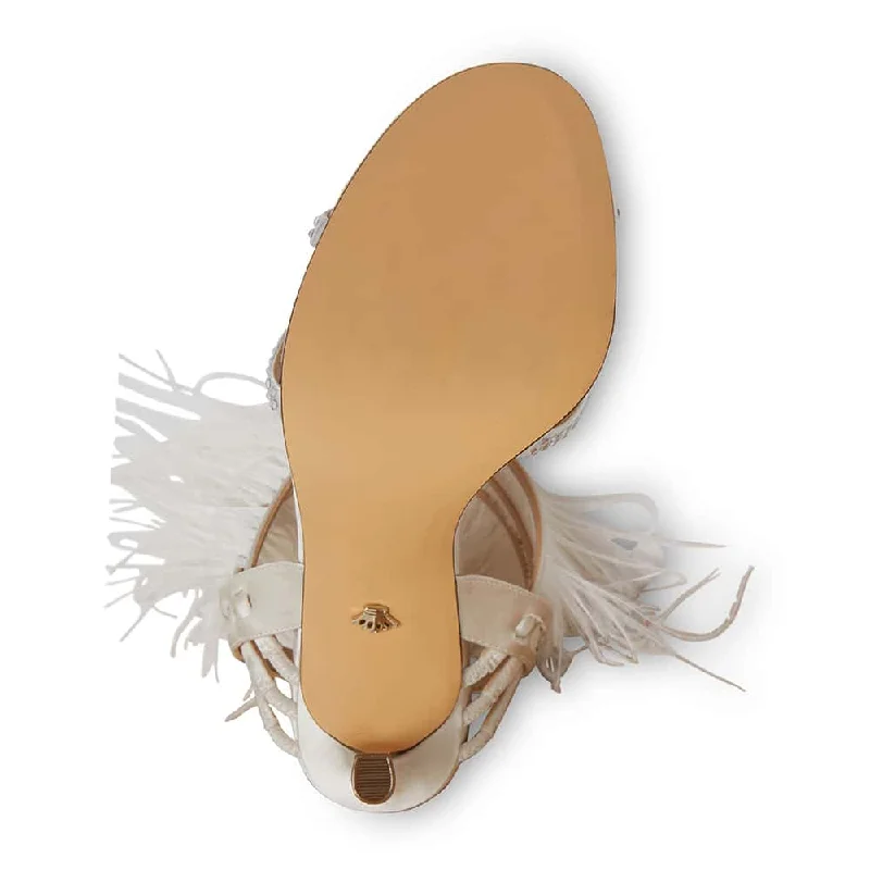 Dalva Heel in Ivory Satin