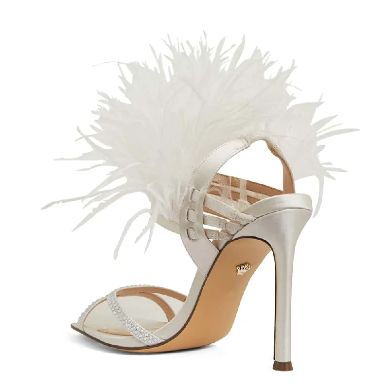 Dalva Heel in Ivory Satin