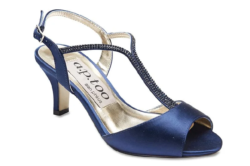 Delicia Heel in Bright Navy Satin