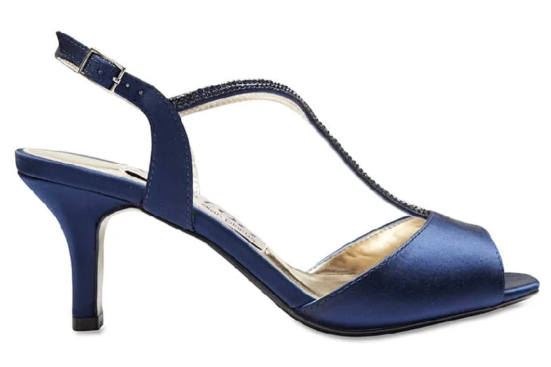 Delicia Heel in Bright Navy Satin