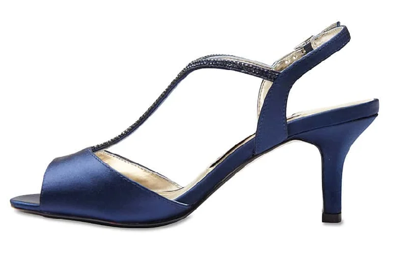 Delicia Heel in Bright Navy Satin