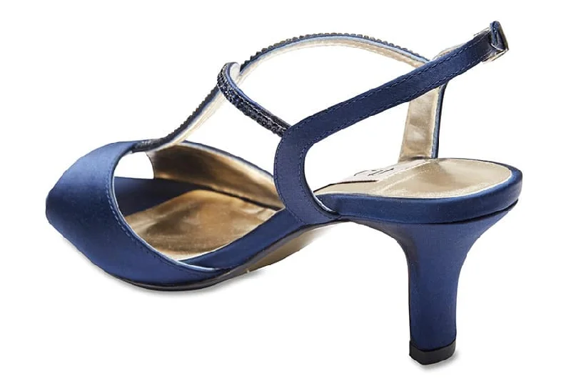 Delicia Heel in Bright Navy Satin