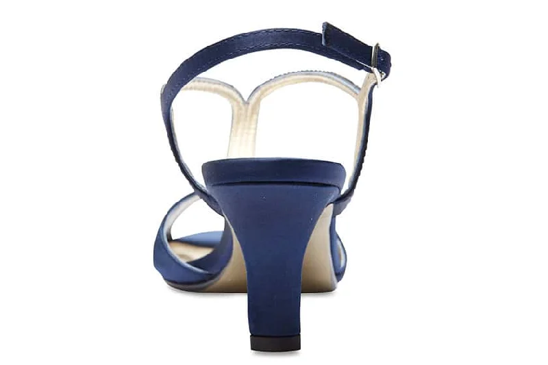 Delicia Heel in Bright Navy Satin