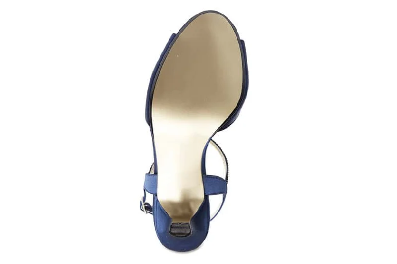 Delicia Heel in Bright Navy Satin