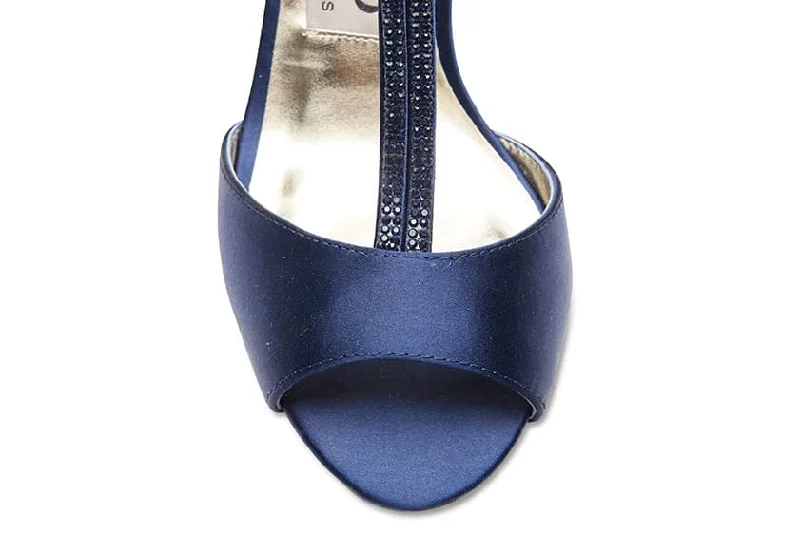 Delicia Heel in Bright Navy Satin