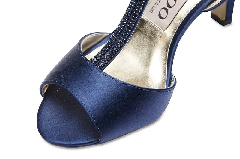 Delicia Heel in Bright Navy Satin