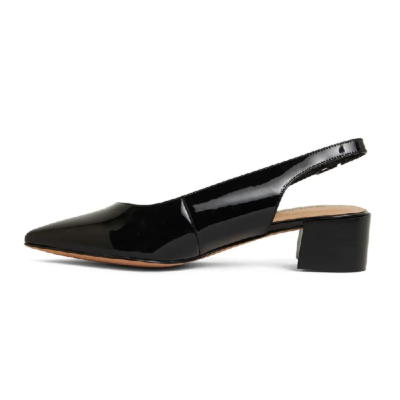 Dena Heel in Black Patent