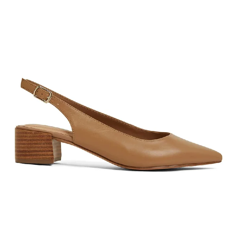 Dena Heel in Camel Leather