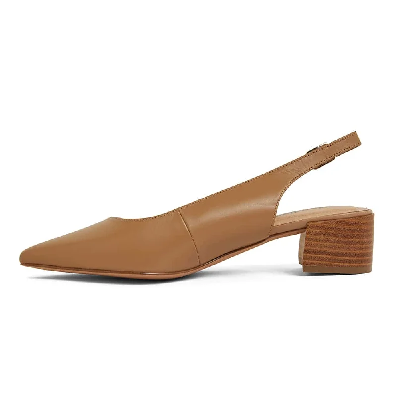 Dena Heel in Camel Leather