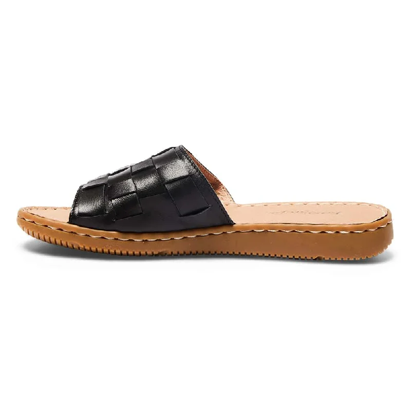 Flair Slide in Black Leather