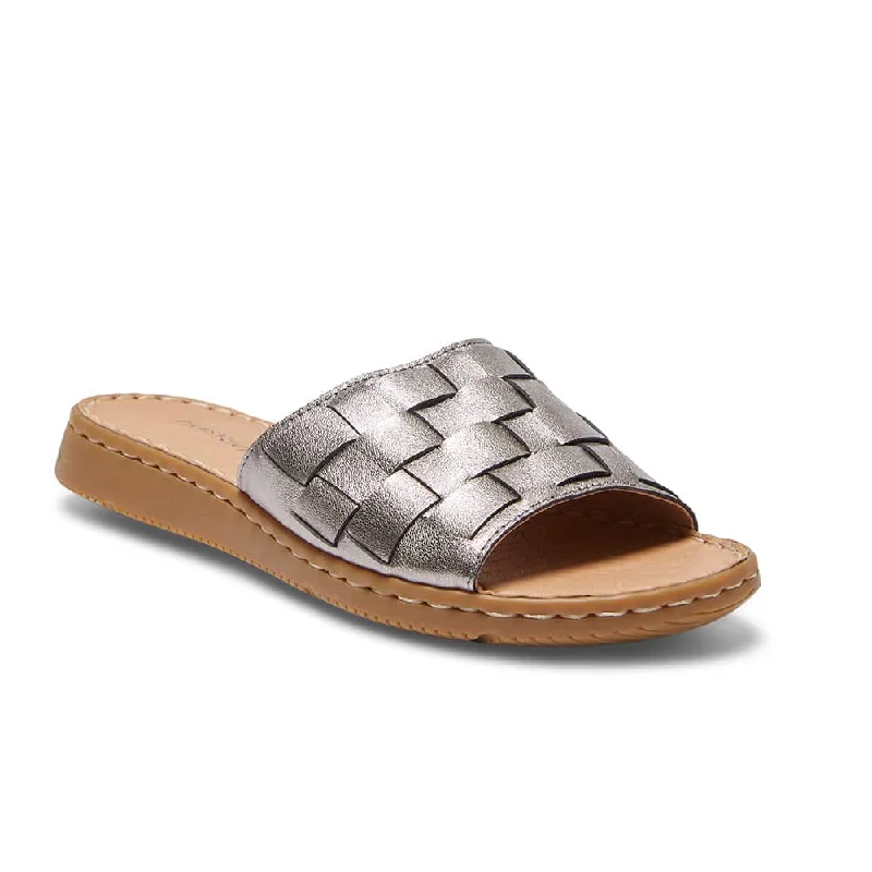 Flair Slide in Pewter Leather