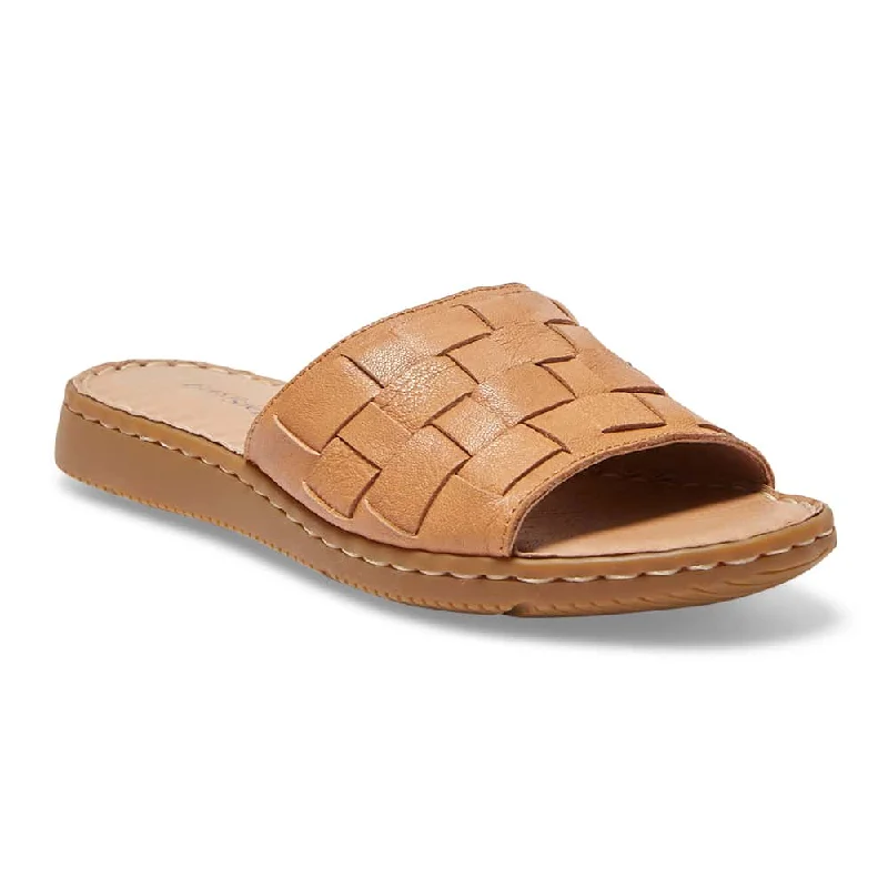 Flair Slide in Tan Leather