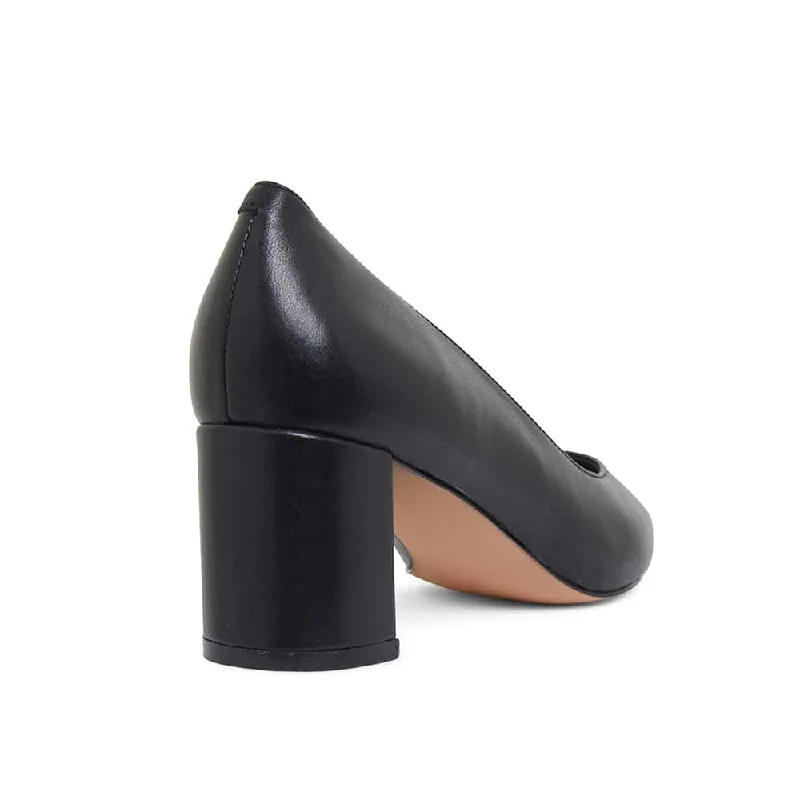 Gallery Heel in Black Leather