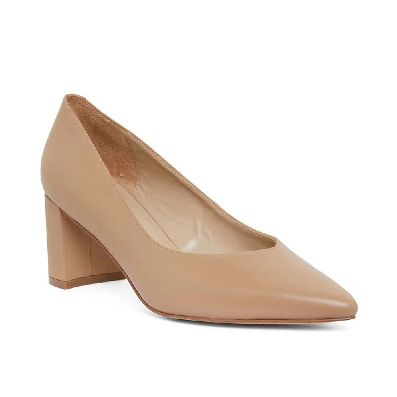 Gallery Heel in Camel Leather