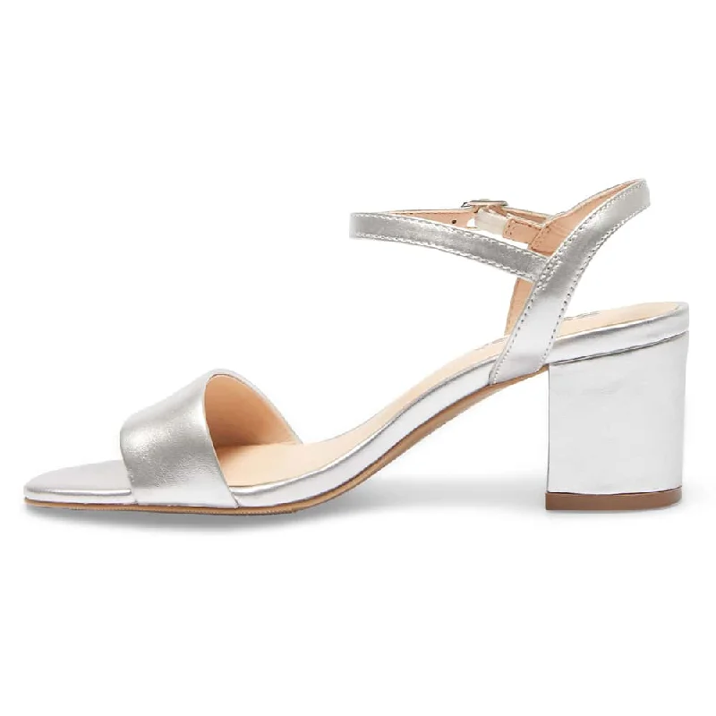 Heather Heel in Silver Metallic Leather