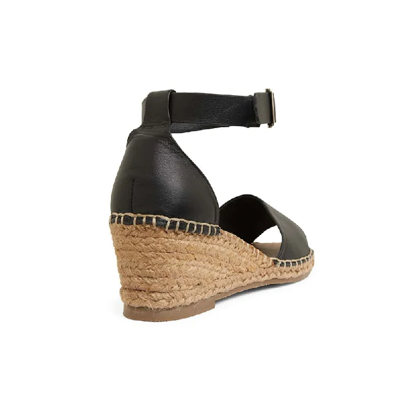 Henley Espadrille in Black Leather