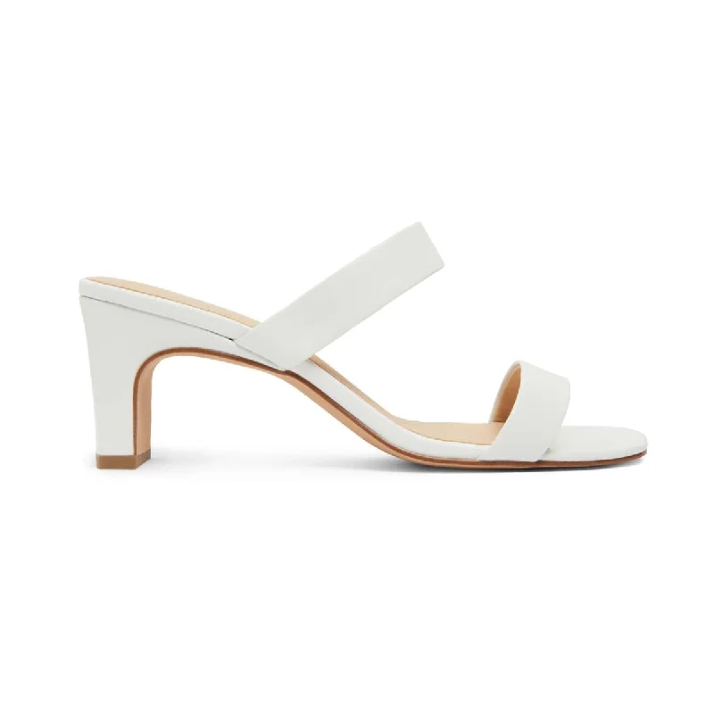 Hepburn Heel in White Leather