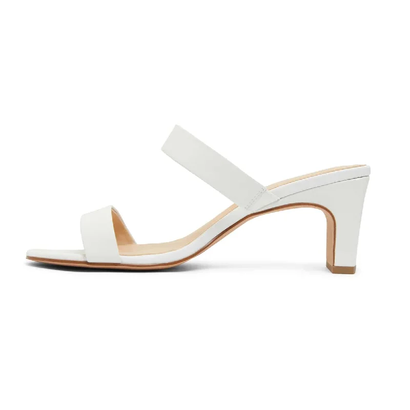 Hepburn Heel in White Leather