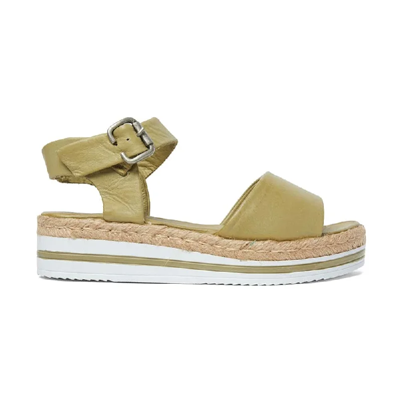 Holiday Espadrille in Khaki Leather