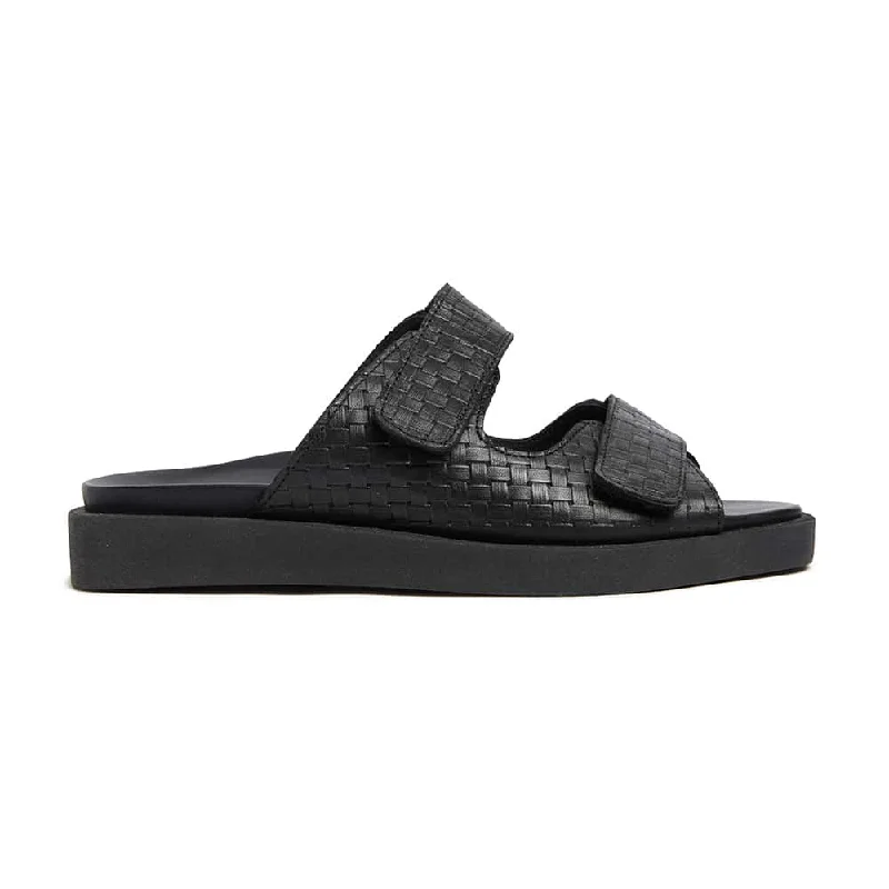 Jaffa Slide in Black Leather