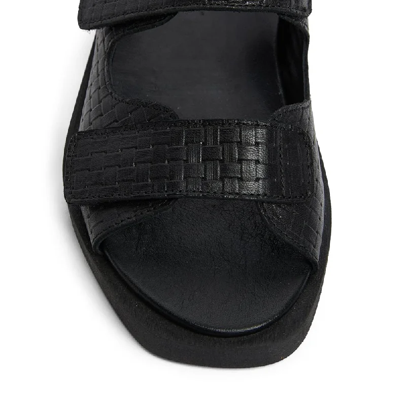 Jaffa Slide in Black Leather