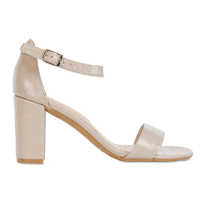 Juliet Heel in Nude Croc Leather