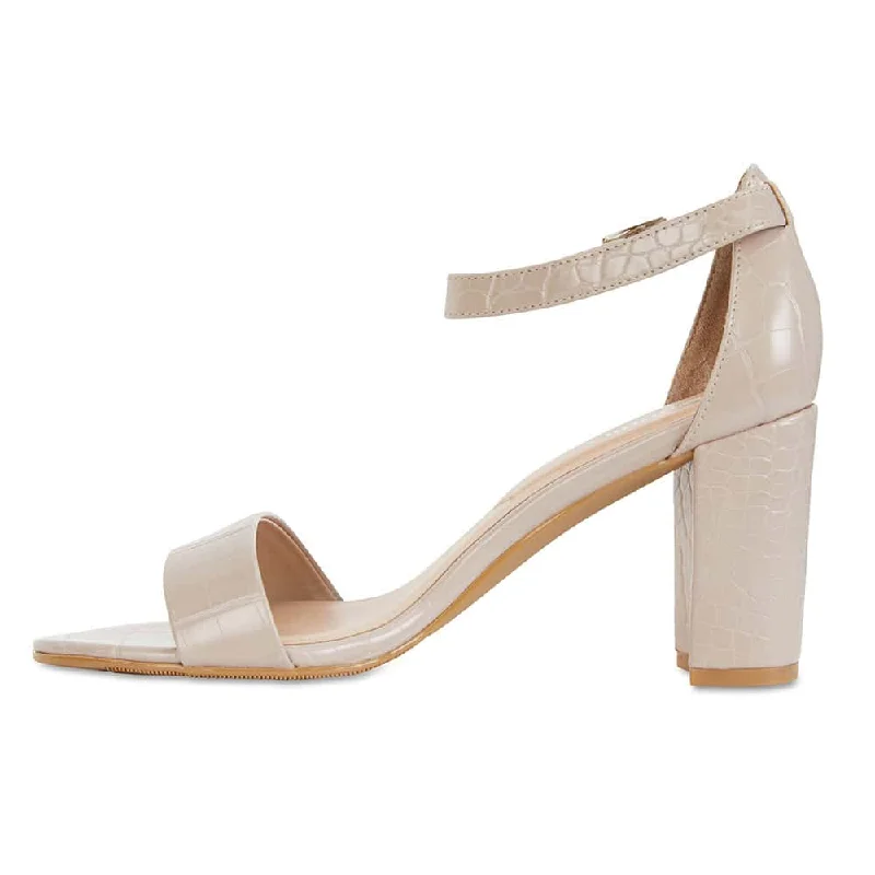 Juliet Heel in Nude Croc Leather