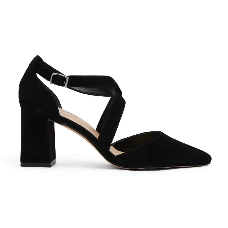 Kara Heel in Black Suede