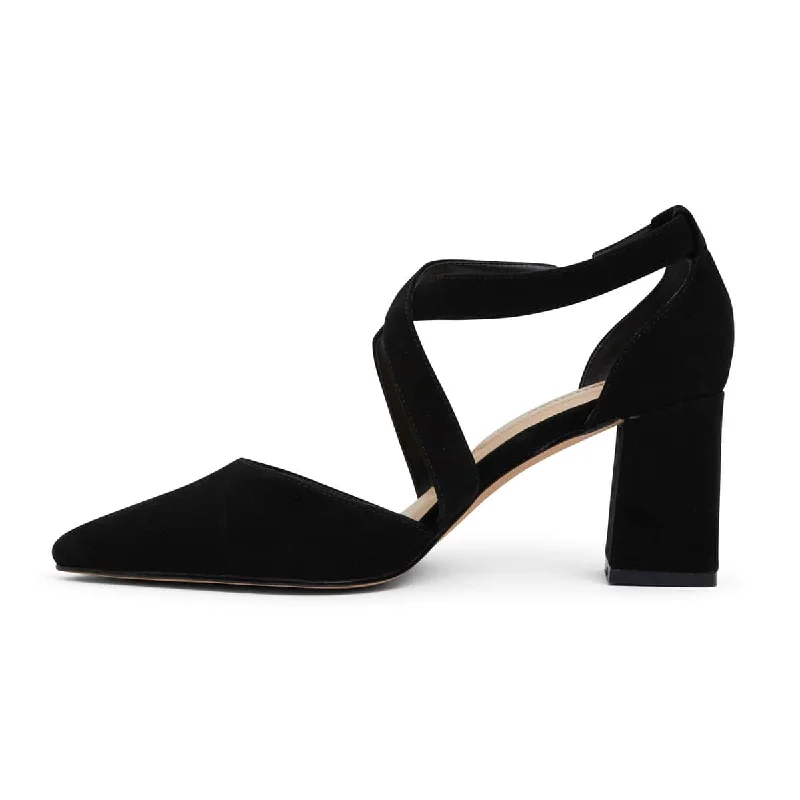 Kara Heel in Black Suede