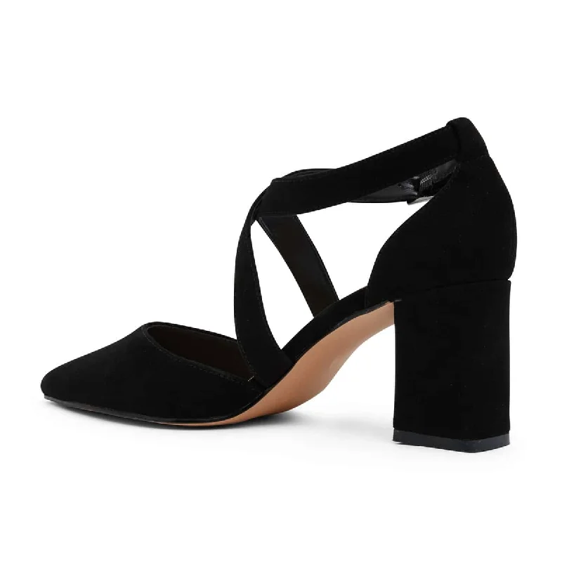 Kara Heel in Black Suede