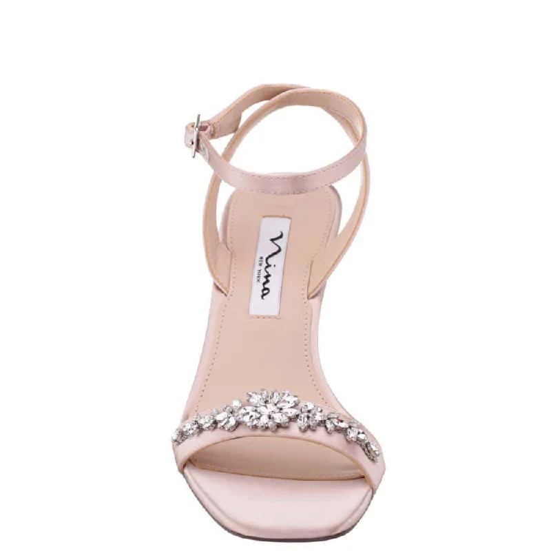 Leidy Heel in Pearl Rose Crystal Satin