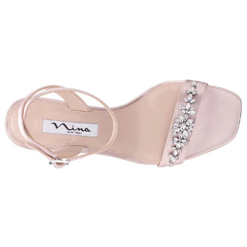 Leidy Heel in Pearl Rose Crystal Satin