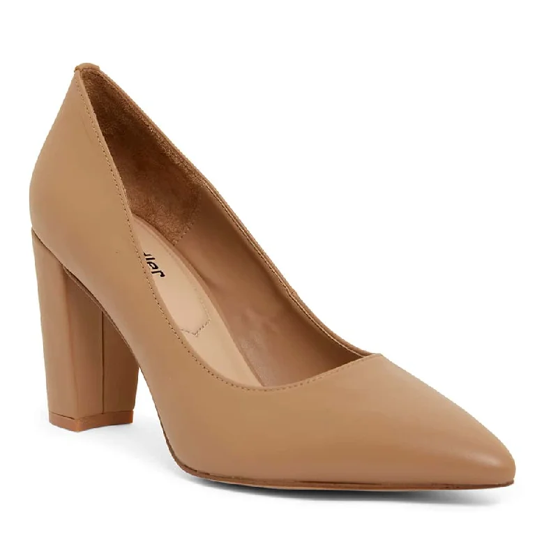 Lyric Heel in Camel Leather