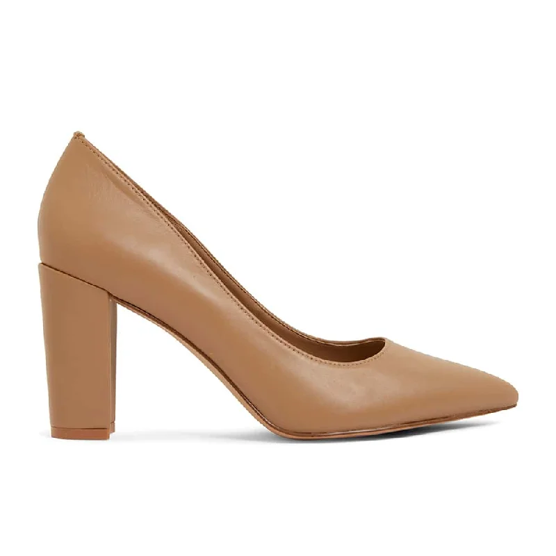 Lyric Heel in Camel Leather