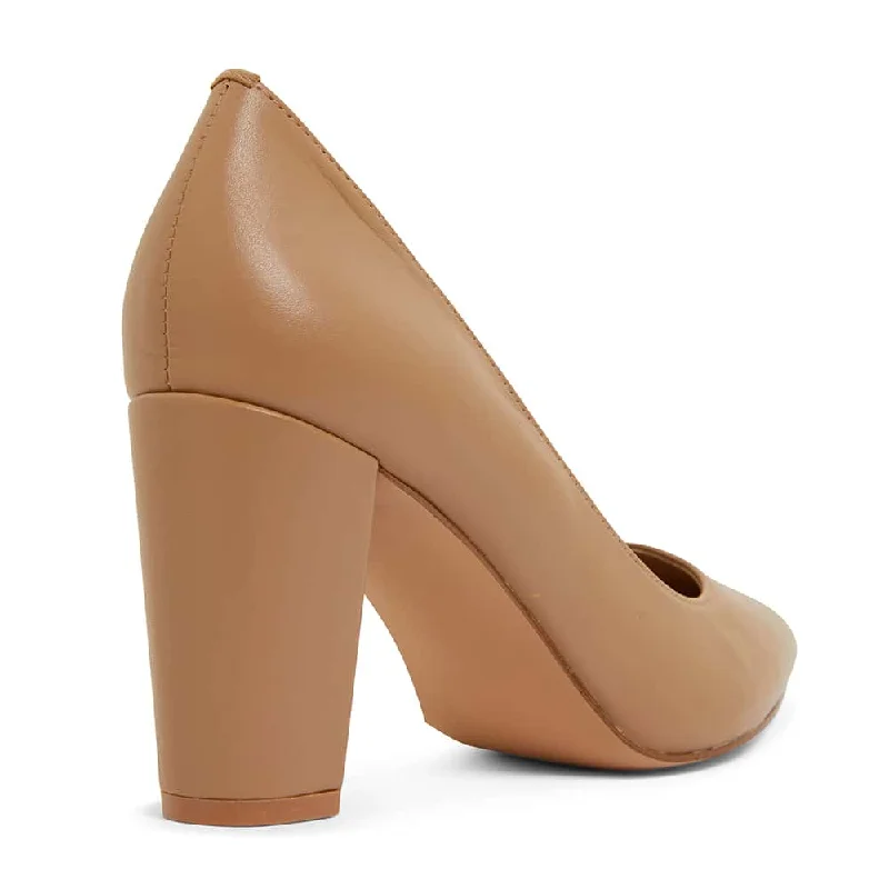 Lyric Heel in Camel Leather